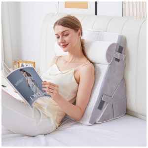 Conjunto de Travesseiros de Cunha 3PCS para Dormir de Lado Travesseiro Corporal com Espuma de Memória Hogrance Branco e Cinza.