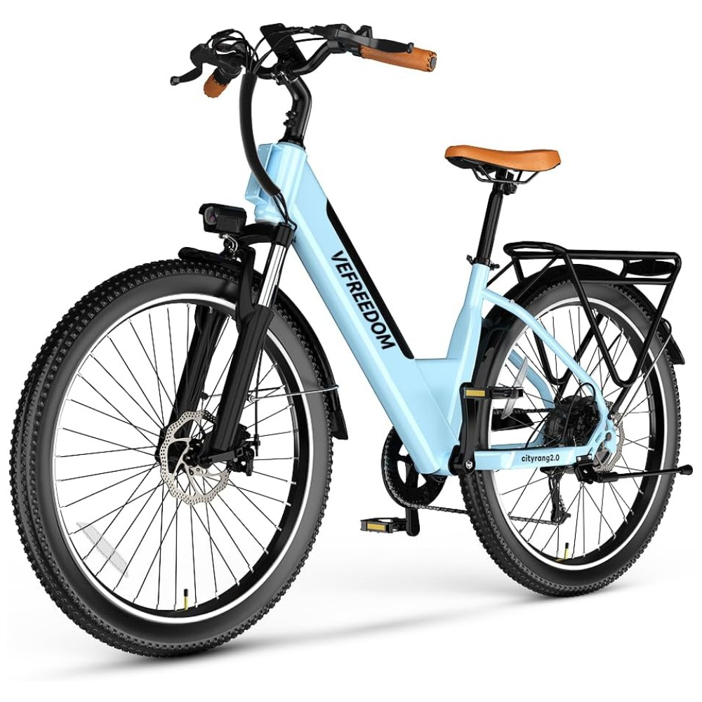 Bicicleta Elétrica Cityrang 2.0 Motor Brushless 1000W Pico Bateria 48V 720Wh Autonomia 112 km Suspensão Ajustável Freios a Disco Duplos 7 Marchas Tela LCD Colorida Azul