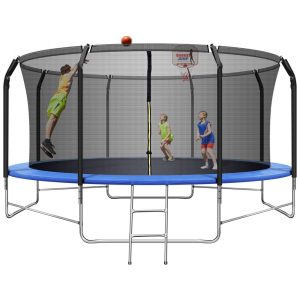 Cama Elastica Capacidade até 350 kg com Cesta de Basquete JINSVICO Azul