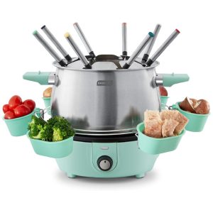 Panela Elétrica de Fondue Capacidade 2.8L 8 Garfos Turquesa 110v DASH DFM250GBAQ04 Azul turquesa