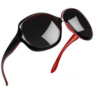 Óculos de Sol Feminino com Proteção UV Joopin B21 Preto Vermelho e Cinza
