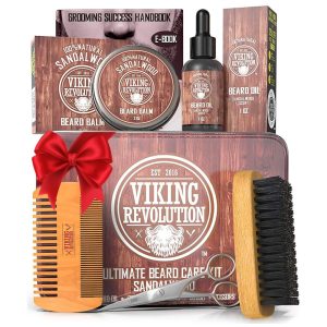 Revolução Kit para Barba Profissional Portátil com Cera e Pente 5 Itens VIKING REVOLUTION BCKSWVR1 Preto