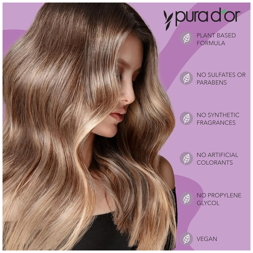 Shampoo e Condicionador Óleo de Argan Todos os Tipos de Cabelos Homens e Mulheres 473ml PURA DOR Marrom Escuro - Imagem 2