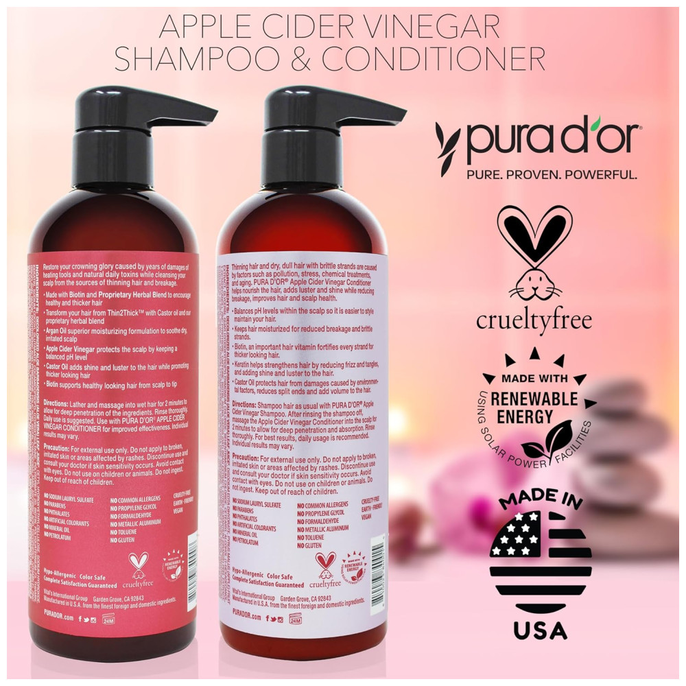 Shampoo e Condicionador Óleo de Argan Todos os Tipos de Cabelos Homens e Mulheres 473ml PURA DOR Marrom Escuro - Imagem 6