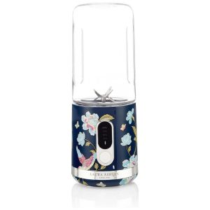 Mini Liquidificador Portátil Laura Ashley 450ml USB Elveden Navy 100W 6 Lâminas Inox Smoothie Academia Viagem Garrafa Tampa Rosqueada