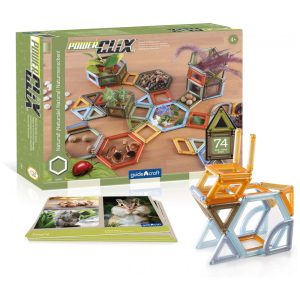 Conjunto de blocos magnéticos Guidecraft PowerClix Frames 74 peças para construções geométricas 2D e 3D para Brincadeiras Criativas e Aprendizado STEM