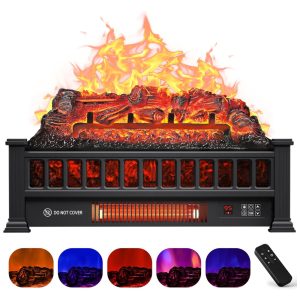 Lareira Elétrica Ecológica 20" 50 cm com Controle Remoto Proteção Contra Superaquecimento Cores de Chama Ajustáveis e Temporizador 110V 1500W Alpaca IH-2093N Preta