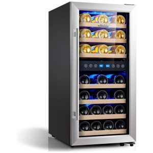 Adega Climatizada de Zona Dupla para 33 Garrafas com Controle Digital 110V Phiestina Prata