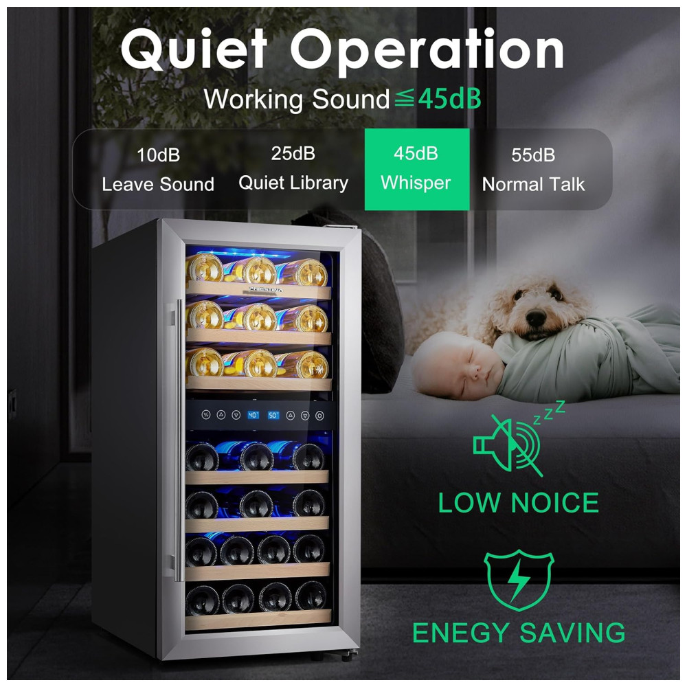 Adega Climatizada de Zona Dupla para 33 Garrafas com Controle Digital 110V Phiestina Prata - Imagem 4