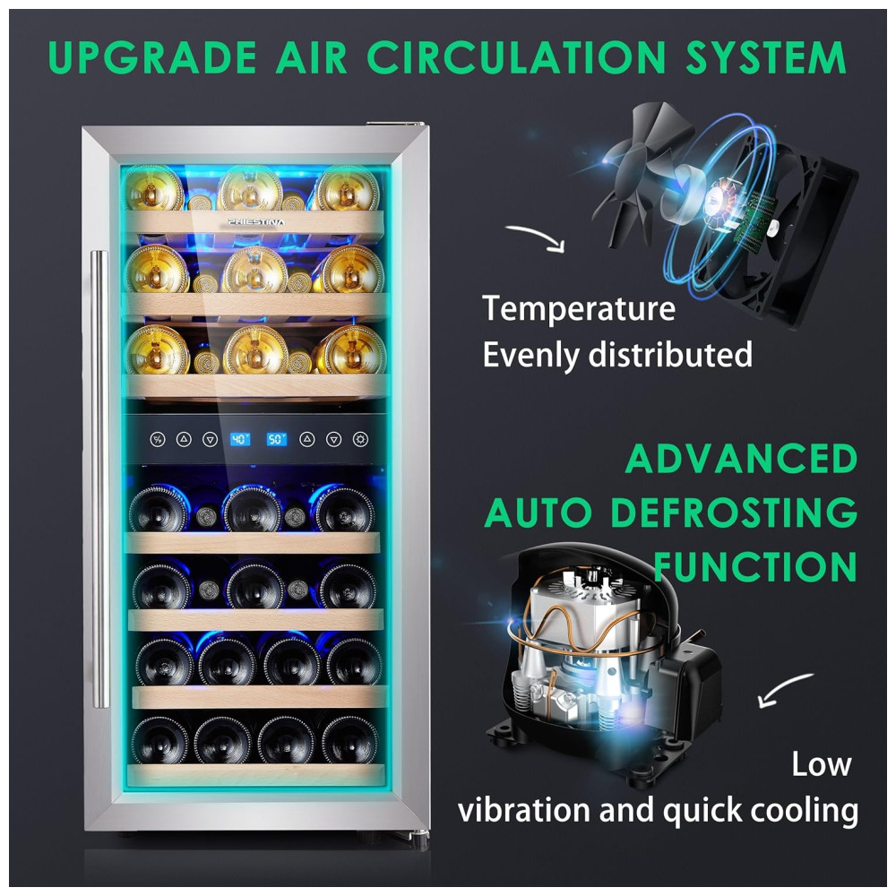 Adega Climatizada de Zona Dupla para 33 Garrafas com Controle Digital 110V Phiestina Prata - Imagem 7
