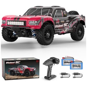 Carrinho de Controle Remoto Off Road 4x4 Escala 1:14 sem Escova com Velocidade até 60km/h Baterias Li-Po 2S e à Prova d'Água HAIBOXING 3100A Preto e Vermelho