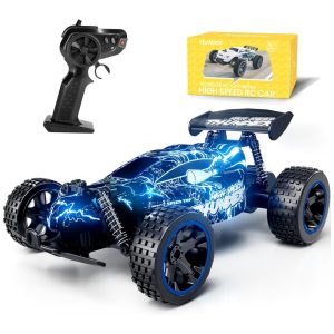 Carrinho de Controle Remoto 2.4 Ghz de Alta Velocidade Escala 1:18 com 2 Baterias Recarregáveis Tecnock Azul