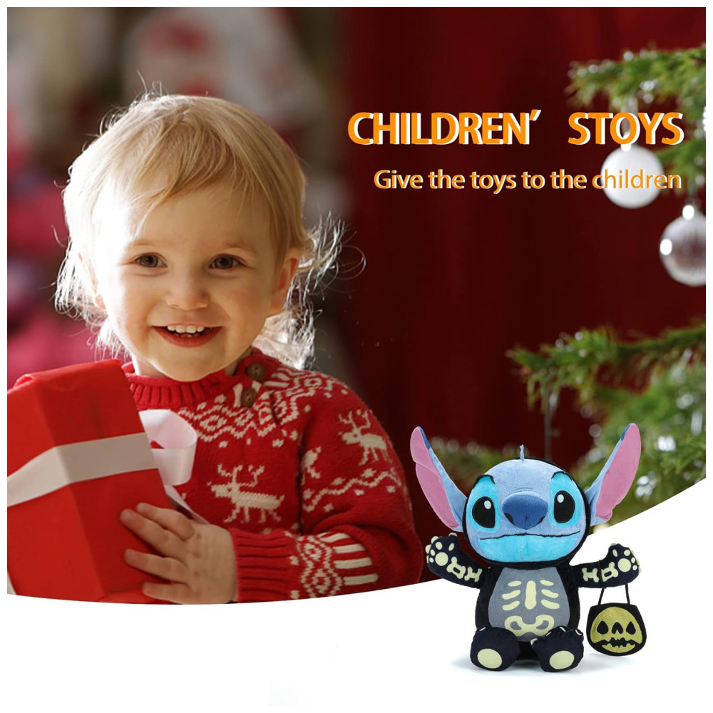 Pelúcia Lilo Stitch 17 cm de Altura com Fantasia de Halloween para Crianças PLURA Preto e Azul - Imagem 7