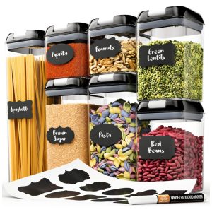 Potes Herméticos para Alimentos 0.5 2 L Quadrado 7 Unidades preto CHEFS PATH Preto