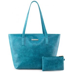 Bolsa de Ombro Feminina em Couro Sintético com Carteira Montana Azul Turquesa