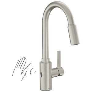 Torneira Cozinha com Sensor de Movimento e Pulverizador Retrátil Moen 7882EWSRS Genta LX Inoxidável