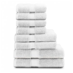Jogo de Toalhas Ultramacias Absorventes e Ecológicas com 8 Peças e Material de Algodão Linen Republic Branca