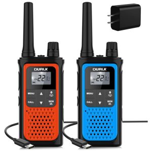 Rádio Comunicador Walkie Talkie Durlk para Adultos Longo Alcance 2 Unidades Recarregáveis 22 Canais FRS Rádio Bidirecional