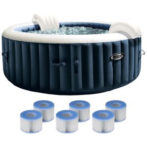 Spa Inflável Hidromassagem para 4 Pessoas com 6 Cartuchos de Filtro Substituição Intex 28429EP Azul