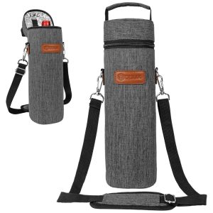 Bolsa Térmica para Vinho OPUX Porta Garrafa de Vinho Isolada para Viagem Picnic e Praia com Alça de Ombro Cinza Carvão