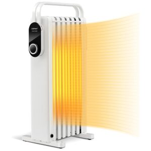 Aquecedor Elétrico a Óleo com Rack Suspenso Dobrável 3 Opções de Calor e Proteção Dupla de Segurança 110V 1500W COSTWAY Branco
