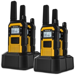 Rádio Comunicador Walkie Talkie Retevis RB48 Resistentesà Prova d'ÁguaAvançados Triple Proof Bateria 2000mAh Longo Alcance (4 Unidades Amarelo).