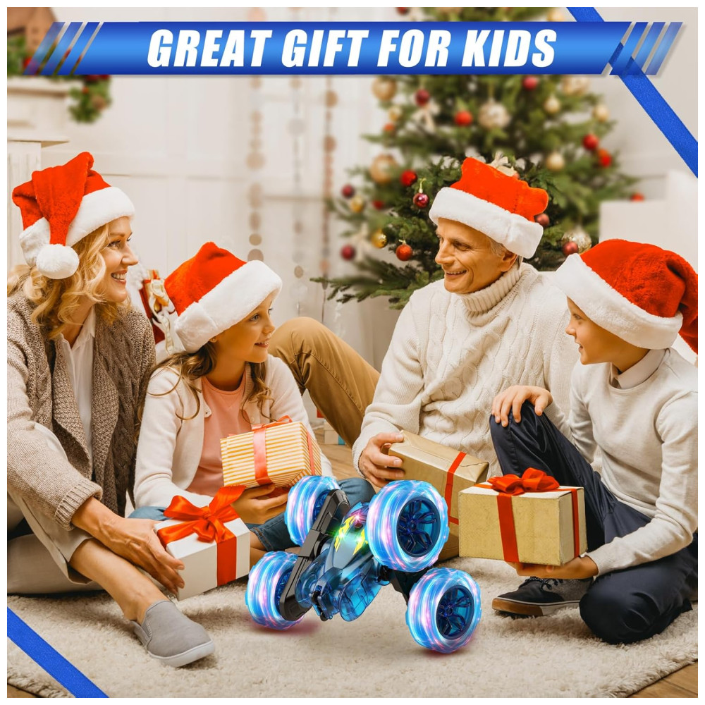 Carrinho de Controle Remoto com Luzes Coloridas e Recarga Rápida USB-C - Veículo RC de Acrobacias 4WD Recarregável Ideal para Presente - RacingFun - Imagem 5