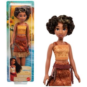 Boneca Loto Disney Moana 2 com 2 Acessórios Roupa Removível com Cinto e Machado Inspirada no Filme.