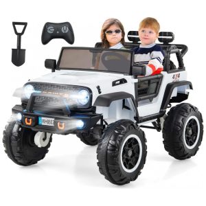 Carrinho Elétrico Infantil INFANS 2 Lugares 4x4 4 Motores 550W Jeep SUV MP3 USB Controle Remoto 24V Branco