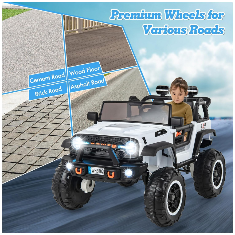 Carrinho Elétrico Infantil INFANS 2 Lugares 4x4 4 Motores 550W Jeep SUV MP3 USB Controle Remoto 24V Branco - Imagem 8