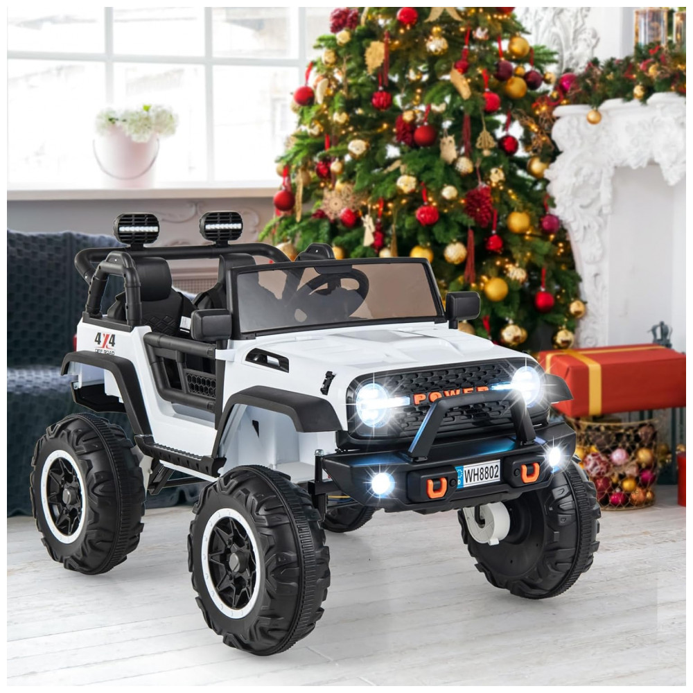 Carrinho Elétrico Infantil INFANS 2 Lugares 4x4 4 Motores 550W Jeep SUV MP3 USB Controle Remoto 24V Branco - Imagem 9