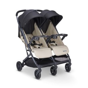 Carrinho de Bebê Duplo com Assentos Reclináveis e Dobra com Uma Mão Joovy X2 Bege Areia