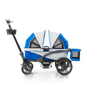 Carrinho de Passeio para 2 Crianças Multifuncional com Cobertura Removível e Dobramento até 90 kg Gladly Family Azul