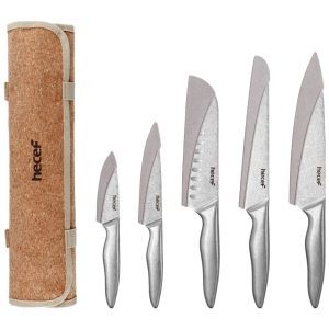 Estojo Bolsa Portátil para Facas com 5 Slots Facas não Incluídas HECEF Marrom