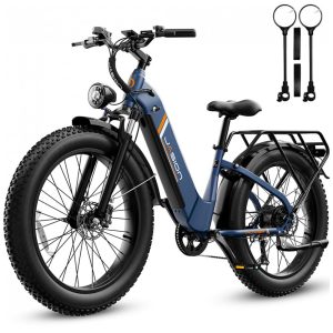 Bicicleta elétrica Jasion Thunder azul safira pneus 26x4 motor 750W nominal 1800W pico bateria 48V 18Ah 864Wh quadro aço carbono 7 marchas 110V
