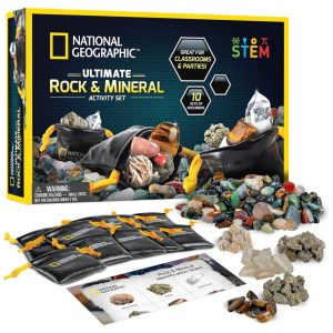 Coleção de Rochas e Minerais Educativa de 125 kg 50 Amostras para Compartilhar Kit de Ciências da Terra STEM Infantil National Geographic – Multicolor