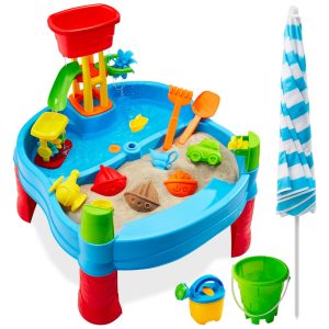 Mesa de Atividades Sensoriais 2 em 1 com Água 18 Peças para Crianças de 3 Anos ou Mais Best Choice Azul