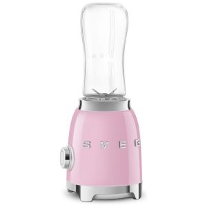 Liquidificador Pessoal Smeg 50s Retro Style com Botão Iluminado e Duas Garrafas de 600 ML Livres de BPA PBF01PKUS Rosa