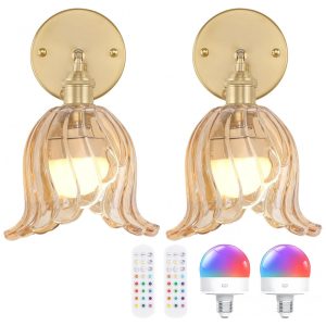 Shenmoyl Conjunto de 2 Arandelas Vintage com Bateria Recarregável Controle Remoto e LED Regulável para Quarto e Sala
