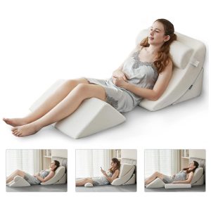 Conjunto de 4 Travesseiros Ortopédicos com Apoio Ajustável Espuma de Memória para Refluxo Ácido Elevação das Pernas Ganaver Branca