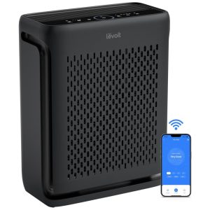 Purificador de Ar LEVOIT Vital 100SP Preto para Ambientes Amplos com Monitor de Qualidade do Ar Conexão WiFi Filtro Lavável Modo Noturno HEPA
