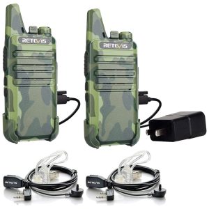 Rádio Comunicador Walkie Talkie Retevis RT22 para Adultos Rádio Bidirecional de Longo Alcance Recarregável Mini VOX Mão Livre para Crianças