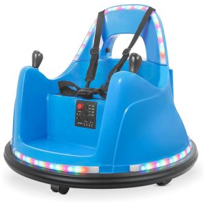 Carro Elétrico Infantil Bate Bate 12V com 2 Velocidades Controle Remoto e APP Luzes LED Bluetooth e Giro de 360º para Crianças de 1 a 5 Anos Kidzone Azul