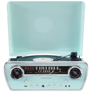 Vitrola Toca-Discos Powel 7 em 1 Bluetooth com Rádio AM/FM CD Player e Aux-in CR6047A-AB Crosley Azul Aqua