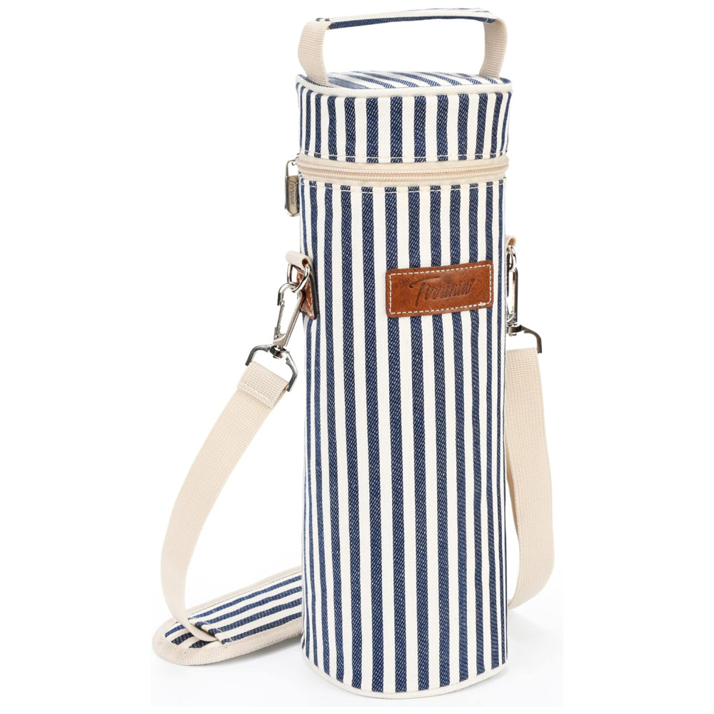 Bolsa Térmica para Vinho Tirrinia - Transporte Seguro e Estiloso para Amantes de Vinho - Presente Perfeito para Degustações Viagens e Festas - Listras Azuis