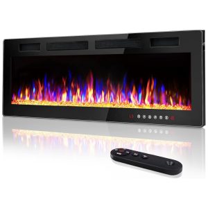 Lareira Elétrica de Embutir A45x182L com Controle Remoto e Tela Sensível ao Toque 110V Vitesse Preta