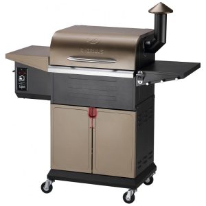 Churrasqueira á Pellet de Madeira 8 em 1 com Ignição Partida Automática Controle Digital de Temperatura e Superfície de Cozimento Total 572 cm2 Z GRILLS Bronze