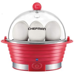 Cozedor de Ovos Elétrico Capacidade 6 360W 110v CHEFMAN Electric Egg Cooker Boiler Vermelho