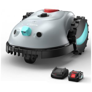 Robô Cortador de Grama YARDCARE V100 Cinza com Navegação Visual e Evitação de Obstáculos Altura Ajustável 2-6 cm para até 150 m² Operação Automática sem Fios Perimetrais Modelo V100-0729.