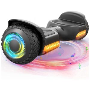 Hoverboard Elétrico Motor 500W com Luzes LED e Bluetooth para Crianças de 6 a 12 Anos Gyroor Preto